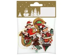 6 Baumanhänger aus Holz Bunt 4,5 cm