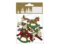 6 Baumanhänger aus Holz Bunt 4,5 cm