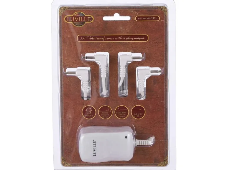 Adapter 3 Volt mit 4 Ausgängen L7 x B4 x H5 cm