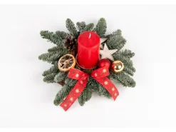 Adventsgesteck 30 cm mit 1 Kerze 100/60 Rot