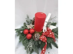Adventsgesteck 35 cm mit 1 Kerze 130/70 Rot