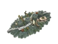 Adventsgesteck inkl. 4 Trendkerzen Länge 55 cm Waldgrün