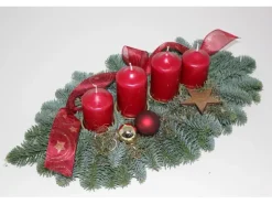 Adventsgesteck mit 4 Kerze 45 cm Altrot