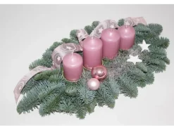Adventsgesteck mit 4 Kerze 45 cm Altrosa