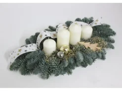 Adventsgesteck mit 4 Kerze 45 cm Creme