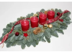 Adventsgesteck mit 4 Kerze 55 cm Altrot