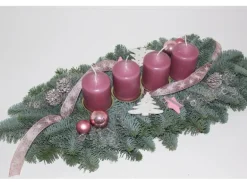 Adventsgesteck mit 4 Kerze 55 cm Altrosa