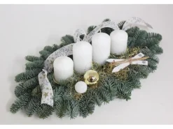 Adventsgesteck mit 4 Kerze 45 cm Weiß