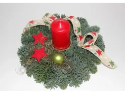Adventsgesteck Nobilis mit 1 Kerze Ø 23 cm Rot