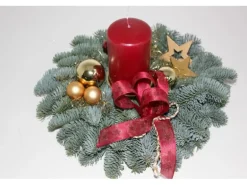 Adventsgesteck Nobilis mit 1 Kerze Ø 32 cm Altrot