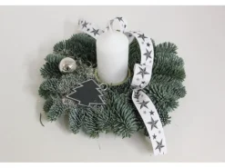 Adventsgesteck Nobilis mit 1 Kerze Ø 23 cm Weiß