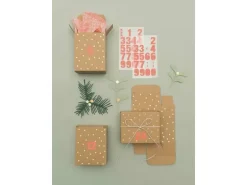 Adventskalender Boxen Kraftpapier/Gold, 24 Stück