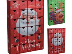 Adventskalender Santa und Rentier 383 x 257 x 64 mm Rot-Grün 2-fach Sortiert