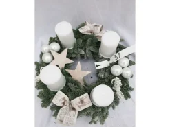 Adventskranz 30 cm Garniert Weiß