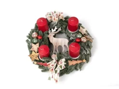 Adventskranz 40 cm Garniert Rot