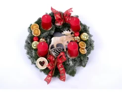 Adventskranz 35 cm Garniert Rot