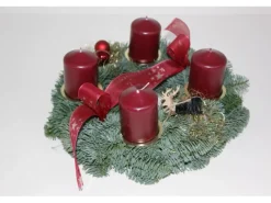 Adventskranz mit 4 Kerze Ø 30 cm Bordeaux