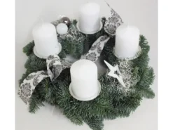 Adventskranz mit 4 Kerze Ø 30 cm Weiß-Anthrazit