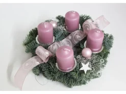 Adventskranz mit 4 Kerze Ø 25 cm Altrosa