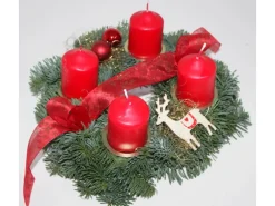 Adventskranz mit 4 Kerze Ø 25 cm Rot