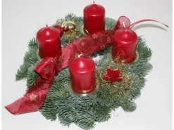 Adventskranz mit 4 Kerze Ø 25 cm Altrot