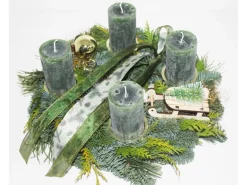 Adventskranz Mixgrün inkl. 4 Kerzen 35 cm Waldgrün