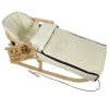 Bambiniwelt by Rafael K. Holzschlitten mit Rückenlehne und Winterfußsack 108cm Lammwolle Wasserabweisend Kombi-Set für Kinderwagen Buggy Beige