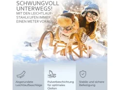 Bambiniwelt by Rafael K. Hörnerrodel 100cm Holzschlitten aus Buchenholz Hörnerschlitten mit Zugseil Rodelschlitten mit Leichtlauf-Stahlkufenbeschlägen