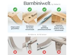 Bambiniwelt by Rafael K. Hörnerrodel 120cm Holzschlitten aus Buchenholz Hörnerschlitten mit Zugseil Rodelschlitten mit Leichtlauf-Stahlkufenbeschlägen