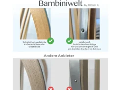 Bambiniwelt by Rafael K. Hörnerrodel 100cm mit Gurtsitz bunt Holzschlitten aus Buchenholz Hörnerschlitten mit Zugseil Leichtlauf-Stahlkufenbeschlägen