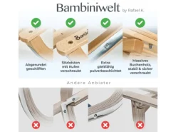 Bambiniwelt by Rafael K. Kinderschlitten Holzschlitten Schneeschlitten Rodelschlitten mit Rückenlehne Davoser 90cm