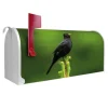 Banjado Amerikanischer Briefkasten Weiß 48x22x16cm US Mailbox Letterbox Postkasten Stahl Pulverbeschichtet Motiv Vogel Auf Tannenzweig