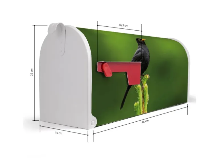 Banjado Amerikanischer Briefkasten Weiß 48x22x16cm US Mailbox Letterbox Postkasten Stahl Pulverbeschichtet Motiv Vogel Auf Tannenzweig