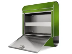 Banjado Briefkasten Edelstahl 38x43x12.5cm Rostfrei Mit Zeitungsfach Mit Motiv Motiv Vogel Auf Tannenzweig