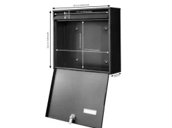 Banjado Briefkasten Schwarz 36.2x32.2x10cm Groß / Inkl. Montagematerial & 2 Schlüsseln / Mit Namensschild Motiv Vogel Auf Tannenzweig