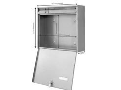 Banjado Briefkasten Silber 36.2x32.2x10cm Groß / Inkl. Montagematerial & 2 Schlüsseln / Mit Namensschild Motiv Vogel Auf Tannenzweig