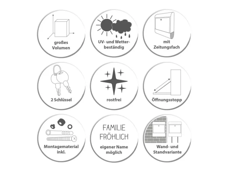 Banjado Design Briefkasten Schwarz Pulverbeschichtet 39x47x14cm 2 Schlüssel Mit Zeitungsfach Motiv Vogel Auf Tannenzweig