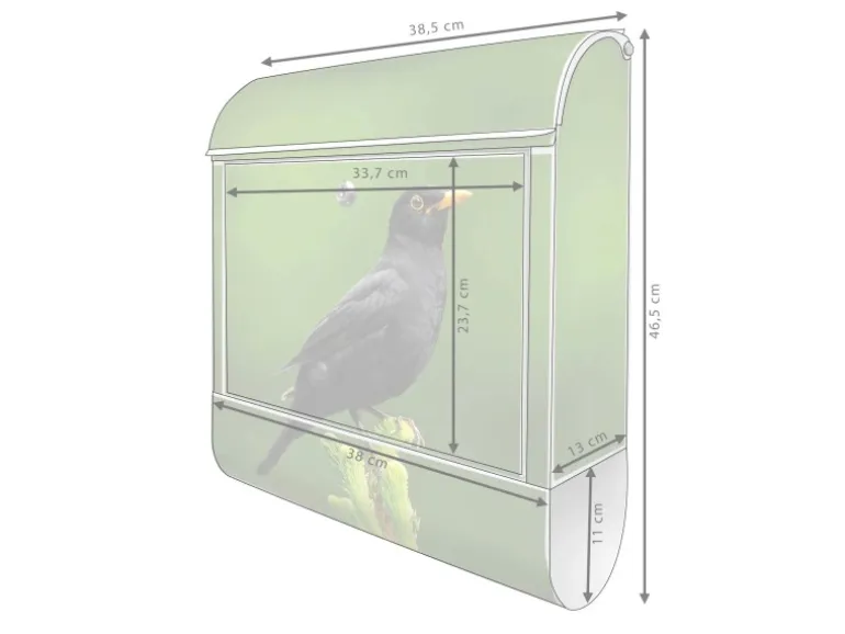 Banjado Design Briefkasten Weiß Pulverbeschichtet 39x47x14cm 2 Schlüssel Mit Zeitungsfach Motiv Vogel Auf Tannenzweig