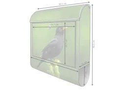 Banjado Design Briefkasten Silber Pulverbeschichtet 39x47x14cm 2 Schlüssel Mit Zeitungsfach Motiv Vogel Auf Tannenzweig