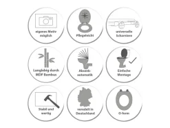 Banjado Design WC Sitz Bambus Holz Toilettendeckel Mit Absenkautomatik Klodeckel WC-Sitz Soft Close Mit Motiv Vogel Auf Tannenzweig