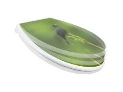 Banjado Familien WC Sitz Mit Absenkautomatik Universeller Klodeckel Mit Kindersitz Hochwertiges Polypropylen Mit Motiv Vogel Auf Tannenzweig