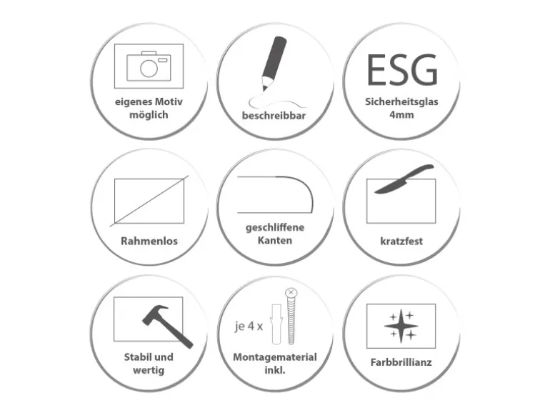 Banjado Großer Schlüsselkasten Glas 30x30cm Weiß Scharnier Rechts 50 Haken Beschreibbar Magnetisch Motiv Vogel Auf Tannenzweig