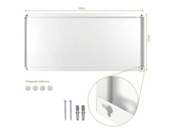 Banjado Magnettafel 78x37cm Magnetwand  Weiß Aus Metall Magnetpinnwand Pinnwand Inkl. 4 Magnete Motiv Vogel Auf Tannenzweig