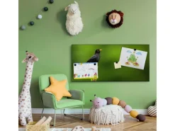 Banjado Magnettafel 78x37cm Magnetwand  Schwarz Aus Metall Magnetpinnwand Pinnwand Inkl. 4 Magnete Motiv Vogel Auf Tannenzweig