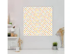 Banjado Magnettafel 50x50cm Magnetwand Weiß Aus Metall Magnetpinnwand Pinnwand Inkl. 4 Magnete Motiv Bunte Punkte