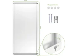 Banjado Magnettafel 37x78cm Magnetwand Weiß Aus Metall Magnetpinnwand Pinnwand Inkl. 4 Magnete Motiv Vogel Auf Tannenzweig