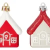 Baumschmuck-Set Haus 4-teilig Rot-Grau