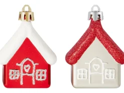 Baumschmuck-Set Haus 4-teilig Rot-Grau