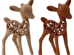 Baumschmuck-Set Hirsch 4-teilig Braun-Gold