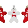 Baumschmuck-Set Lebkuchenmann 3-teilig Rot-Weiß